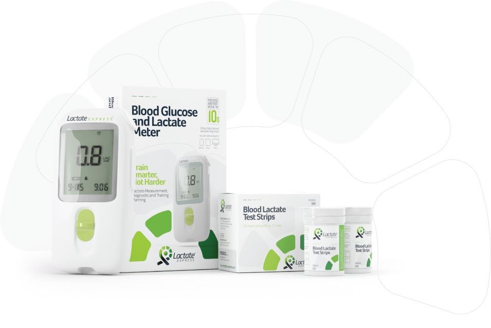 Lactate Express-måler med æske og teststrips